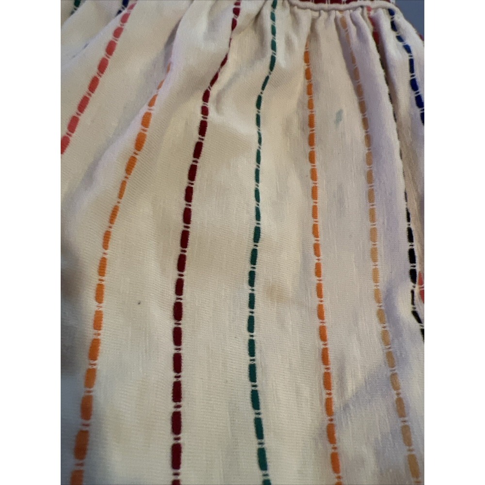 Anthem Of The Ants Girls Dress Size 10 Multi Color Stripes Pompom Sleeves Tan - Picture 10 of 10